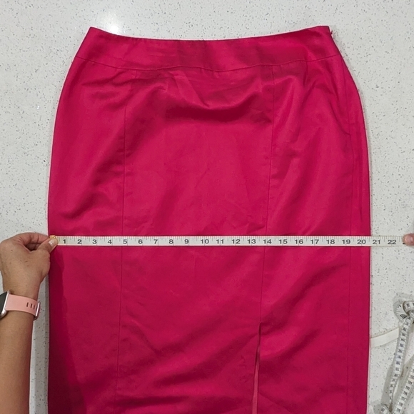 Talbots Woman Hot Pink Cotton Silky Blend Midi Pencil Skirt Business Feminine 12 - Picture 5 of 11